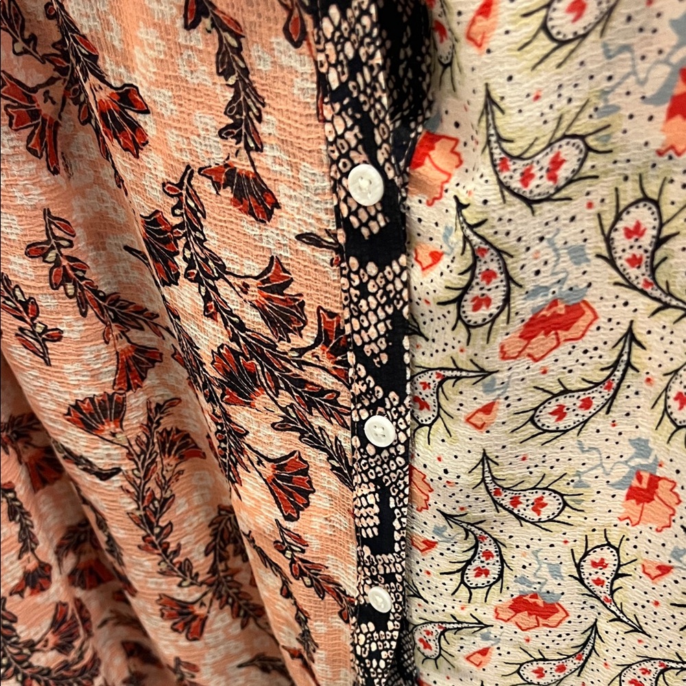 Multicolor Patterned Button-Up Blouse - image 4